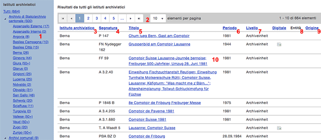 Screenshot result list